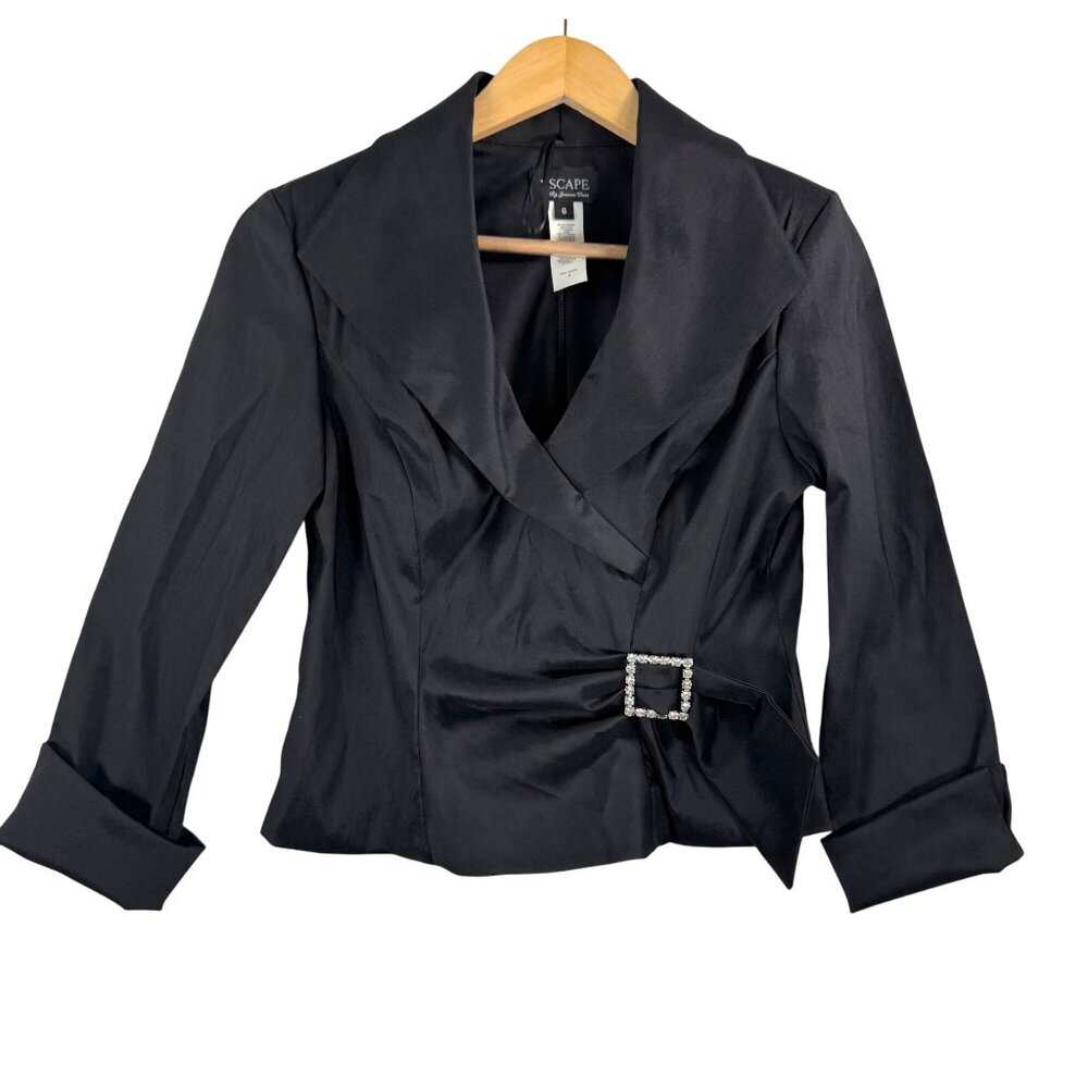 Xscape by Joanna Chen Formal cocktail blazer black rhinestone 90s sz 6